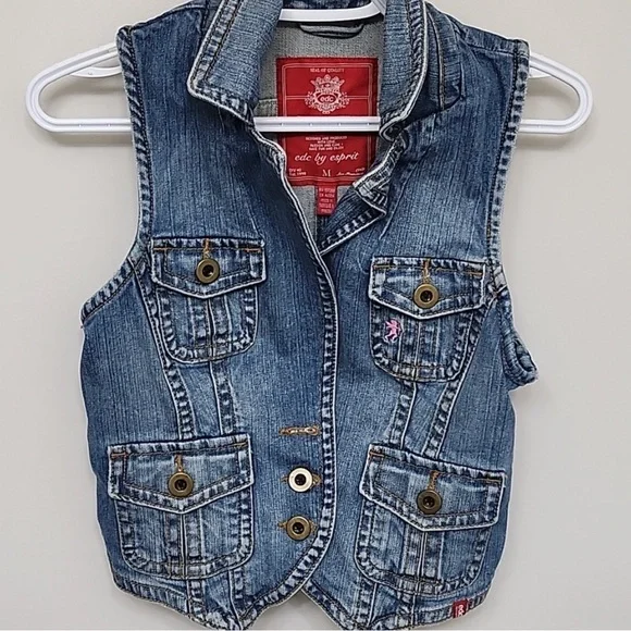 EDC by Esprit - Vintage Denim Vest. Jeans Jacket. Size Medium Women. - Picture 5 of 6